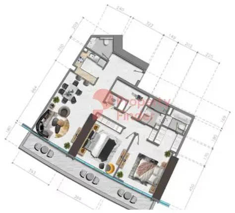 Планировка — 2-спальная, 13 м²