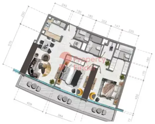 Планировка — 2-спальная, 12 м²