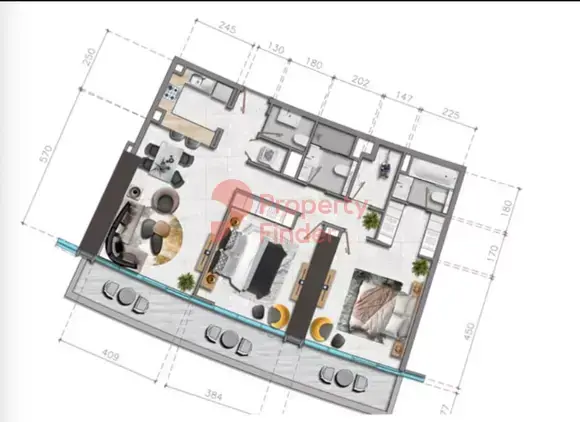 Планировка — 2-спальная, 12 м²
