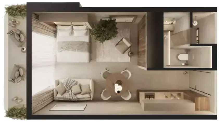 Планировка — Студия, 44 м²