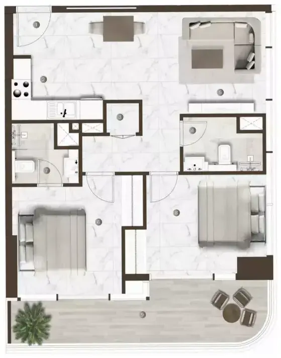 Планировка — 2-спальная, 81 м²