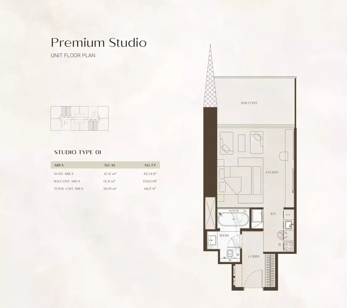 Планировка — Студия, 57 м²