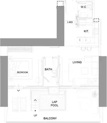 Планировка — 1-спальная, 96 м²