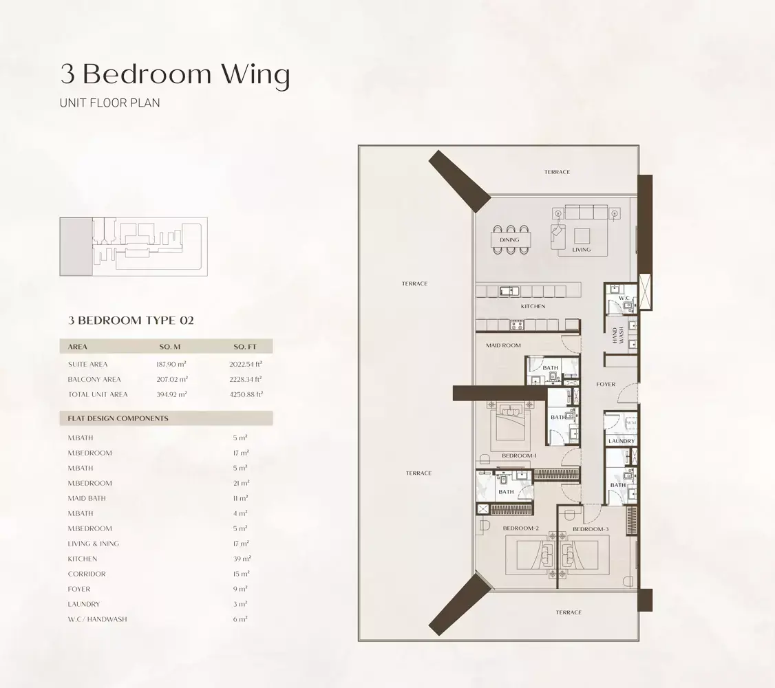 Планировка — 3-спальная, 395 м²