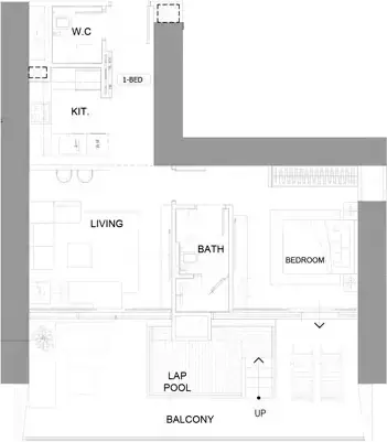 Планировка — 1-спальная, 97 м²