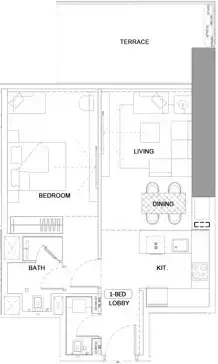 Планировка — 1-спальная, 71 м²