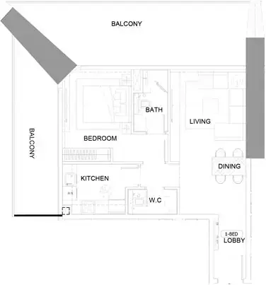 Планировка — 1-спальная, 114 м²