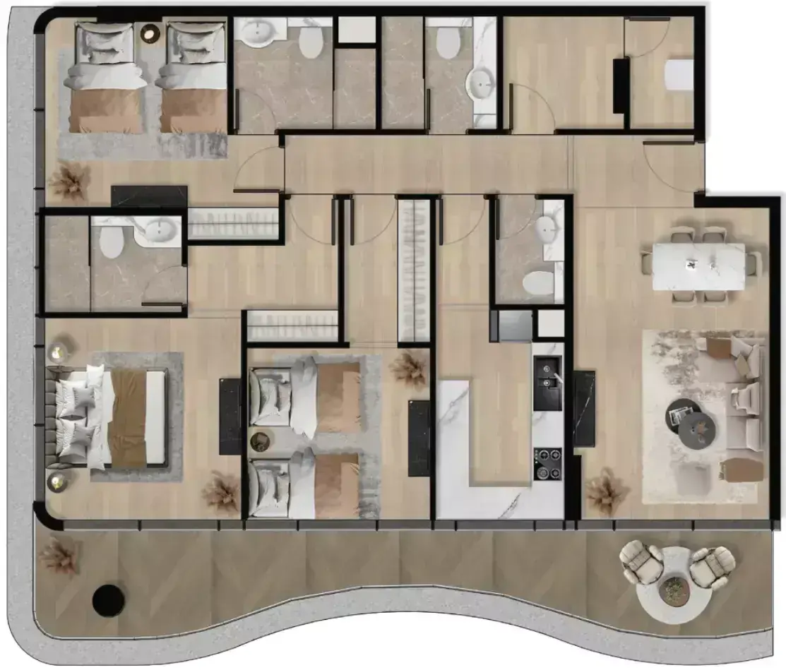 Планировка — 3-спальная, 149 м²