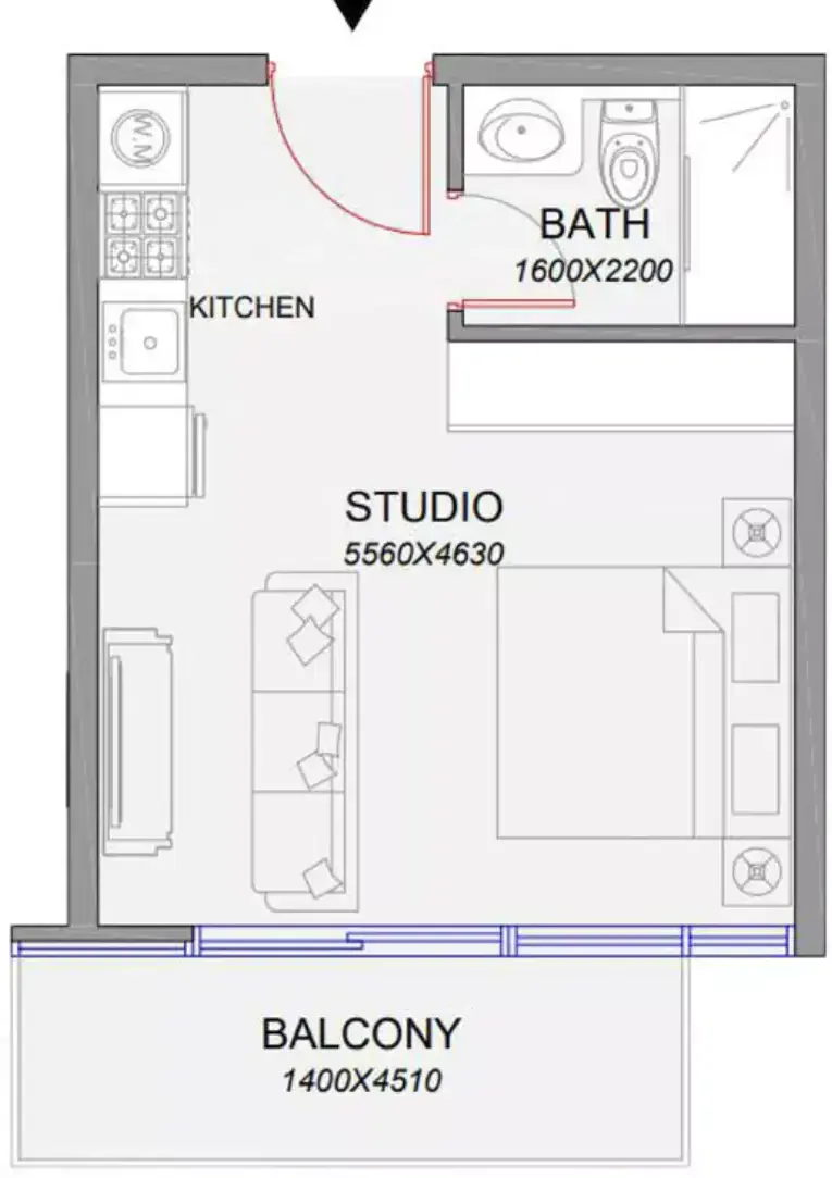 Планировка — Студия, 36 м²