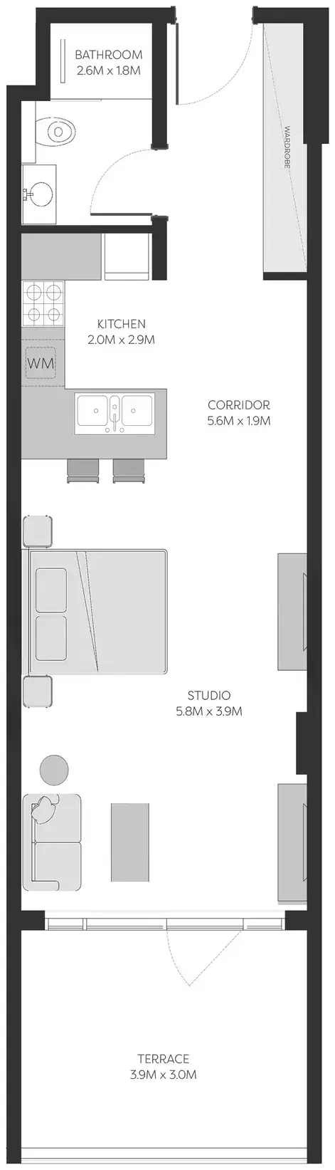 Планировка — Студия, 60 м²