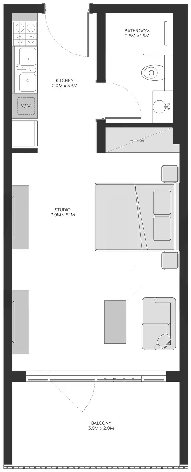 Планировка — Студия, 45 м²