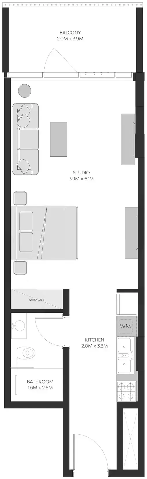 Планировка — Студия, 56 м²