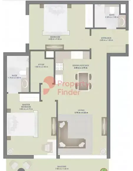 Планировка — 2-спальная, 104 м²