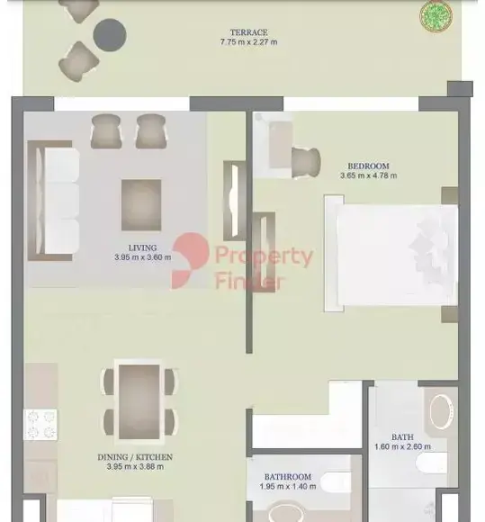 Планировка — 1-спальная, 80 м²