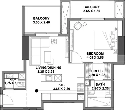 Планировка — 1-спальная, 71 м²