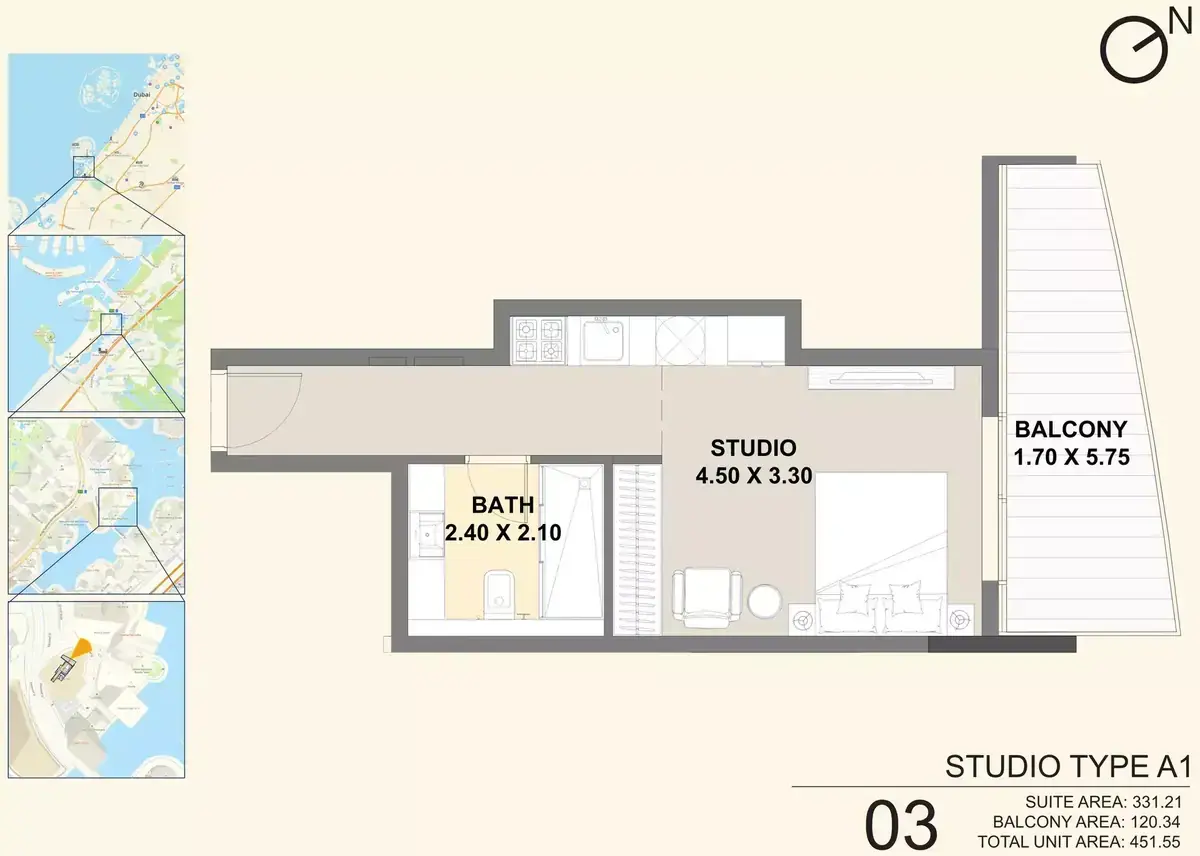 Планировка — Студия, 42 м²