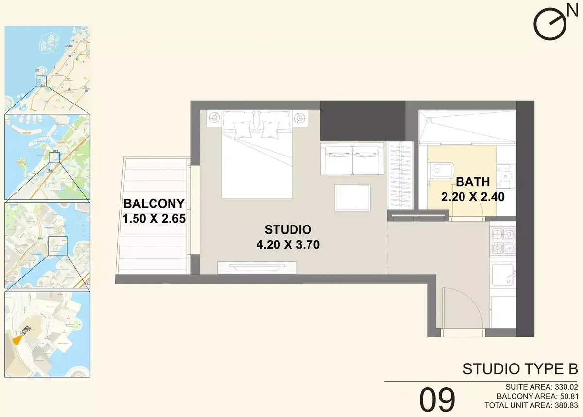 Планировка — Студия, 35 м²