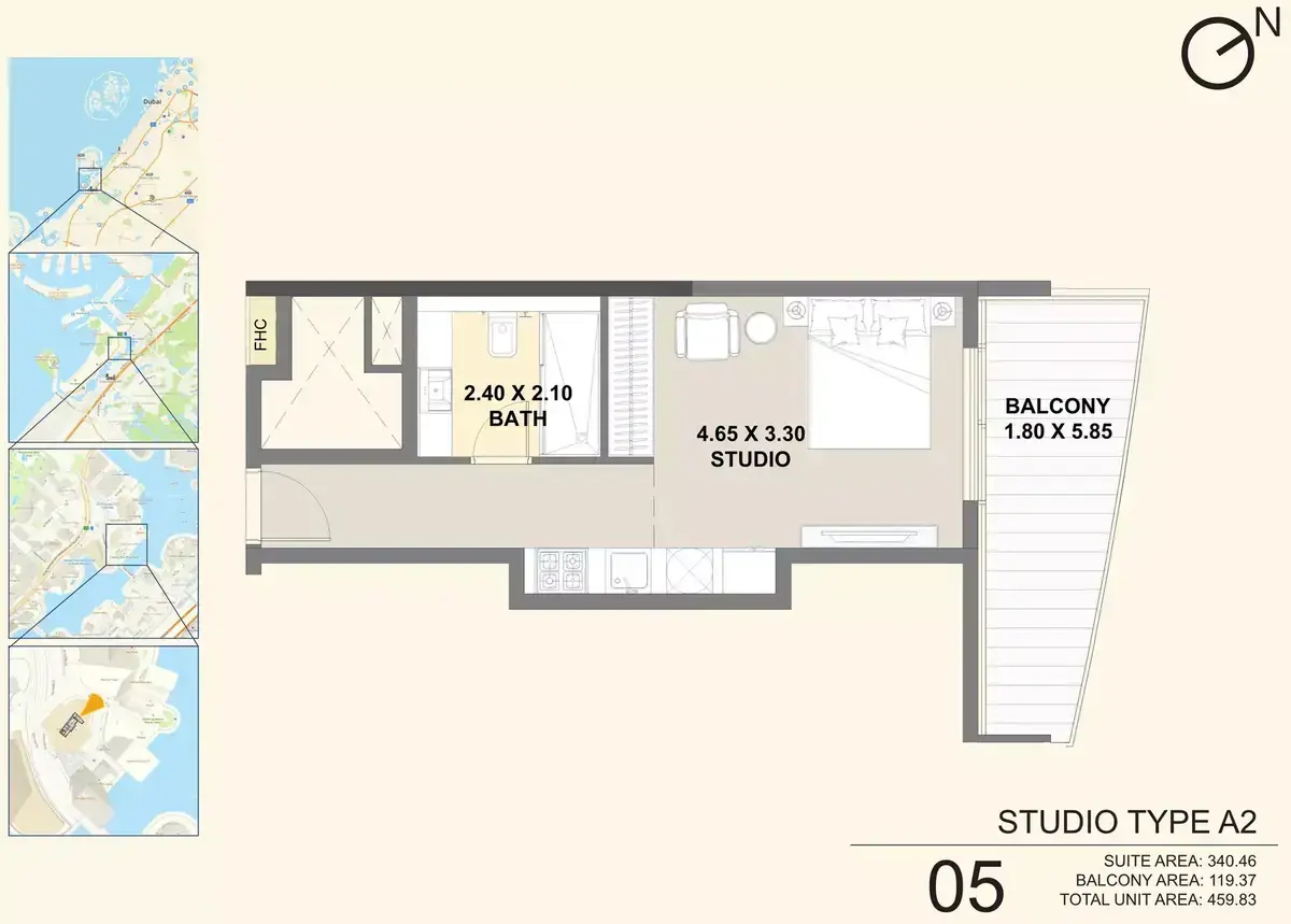 Планировка — Студия, 43 м²