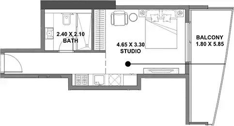 Планировка — Студия, 43 м²