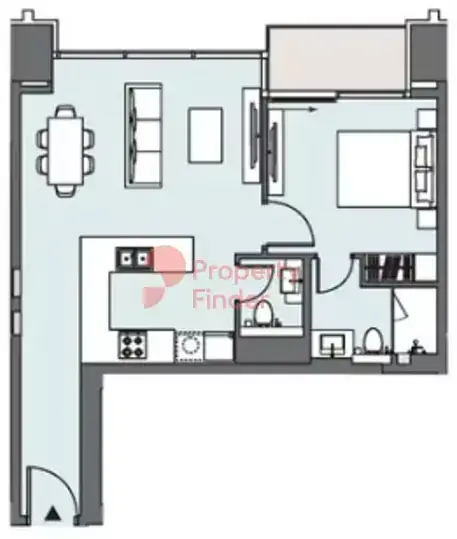 Планировка — 1-спальная, 65 м²