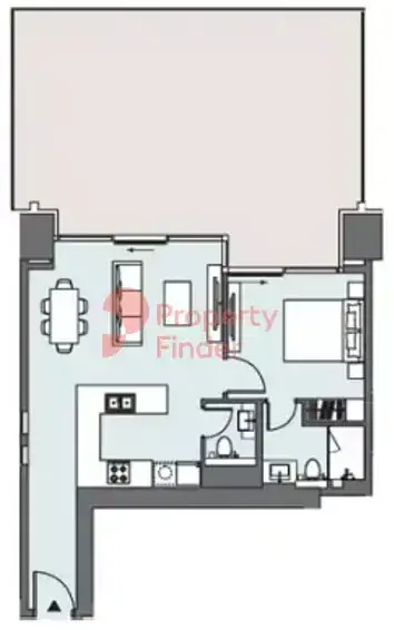 Планировка — 1-спальная, 116 м²