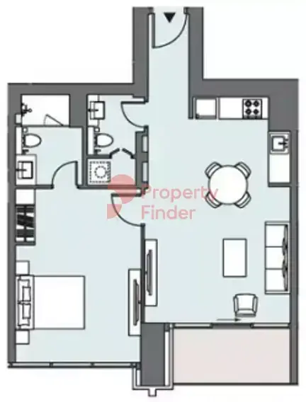 Планировка — 1-спальная, 76 м²