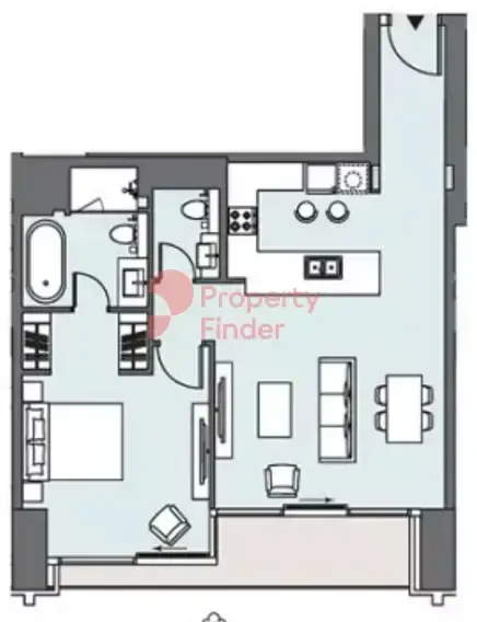 Планировка — 1-спальная, 83 м²