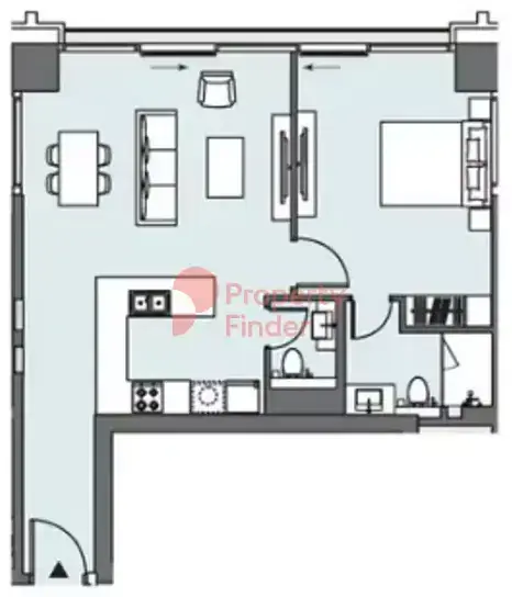 Планировка — 1-спальная, 70 м²
