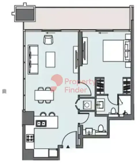 Планировка — 1-спальная, 82 м²