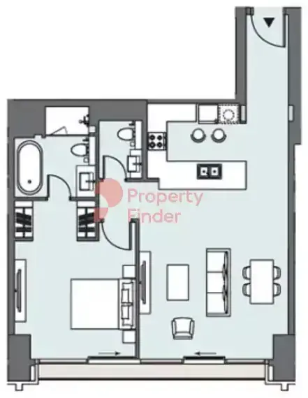 Планировка — 1-спальная, 83 м²