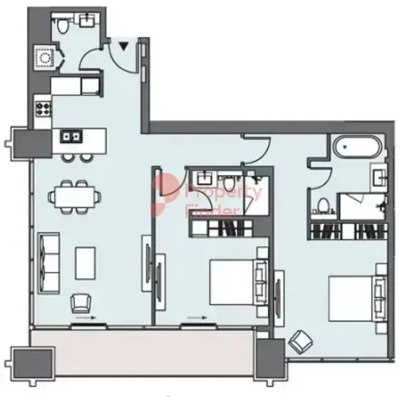 Планировка — 2-спальная, 126 м²