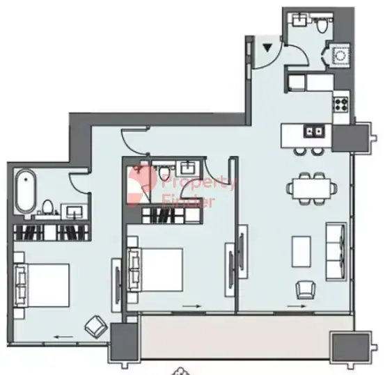 Планировка — 2-спальная, 121 м²
