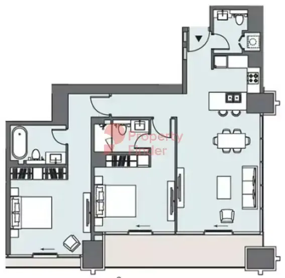Планировка — 2-спальная, 123 м²