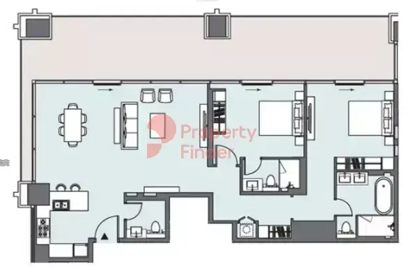 Планировка — 2-спальная, 173 м²