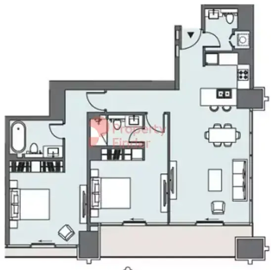 Планировка — 2-спальная, 123 м²