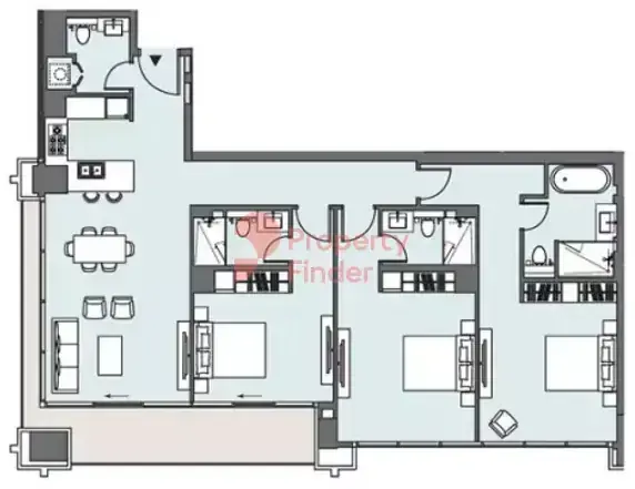 Планировка — 3-спальная, 164 м²