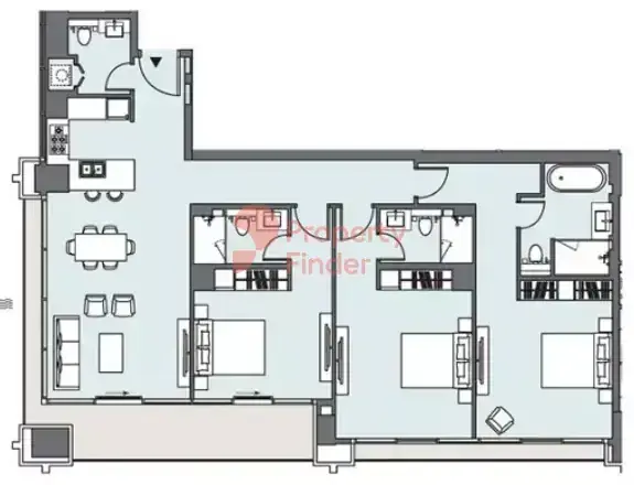 Планировка — 3-спальная, 169 м²