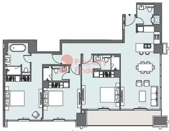 Планировка — 3-спальная, 152 м²