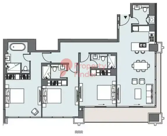 Планировка — 3-спальная, 161 м²