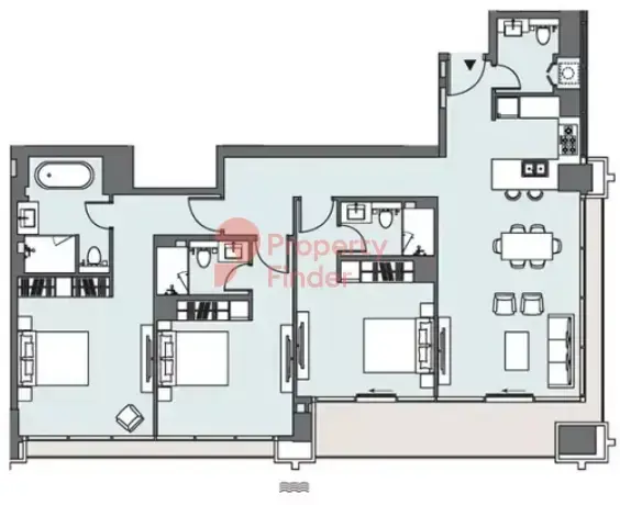 Планировка — 3-спальная, 166 м²