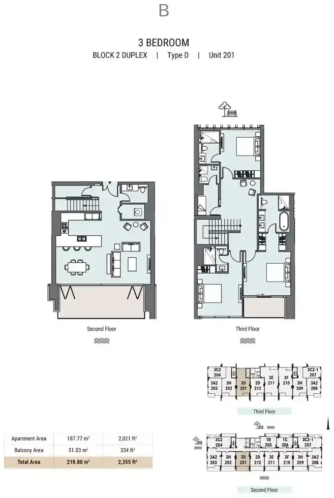 Планировка — 3-спальная, 219 м²