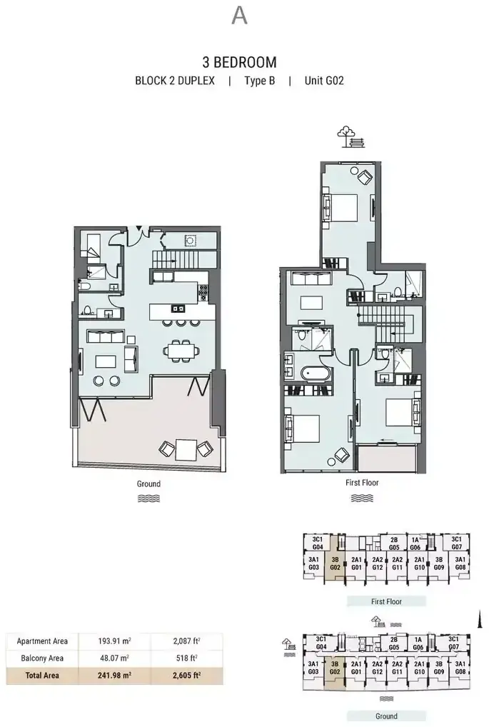 Планировка — 3-спальная, 242 м²