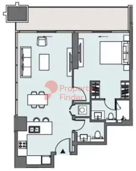 Планировка — 1-спальная, 81 м²