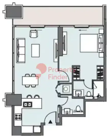 Планировка — 1-спальная, 81 м²