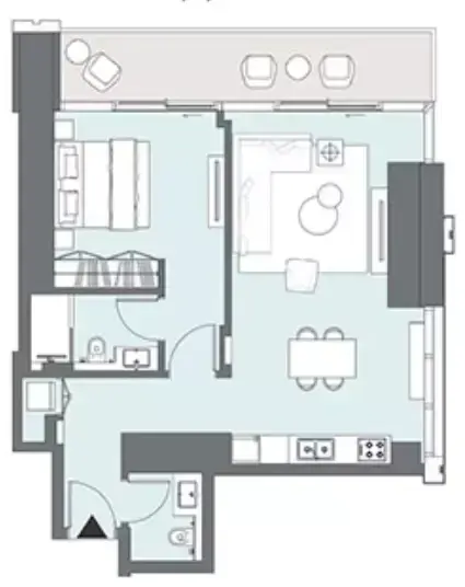 Планировка — 1-спальная, 80 м²