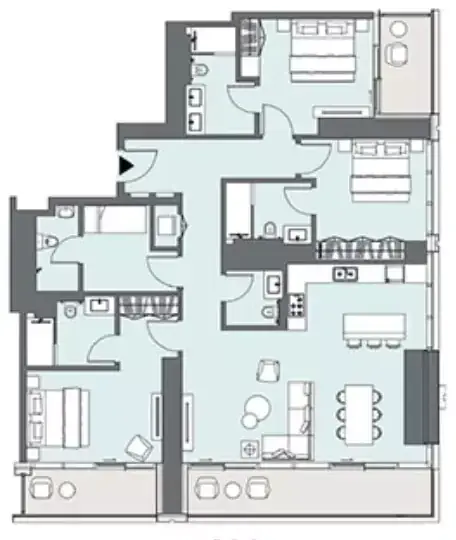 Планировка — 3-спальная, 181 м²