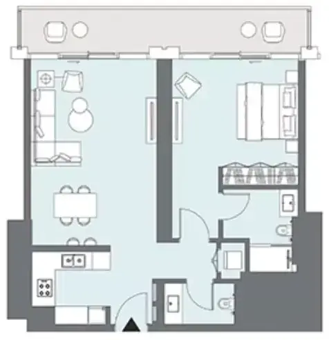 Планировка — 1-спальная, 87 м²