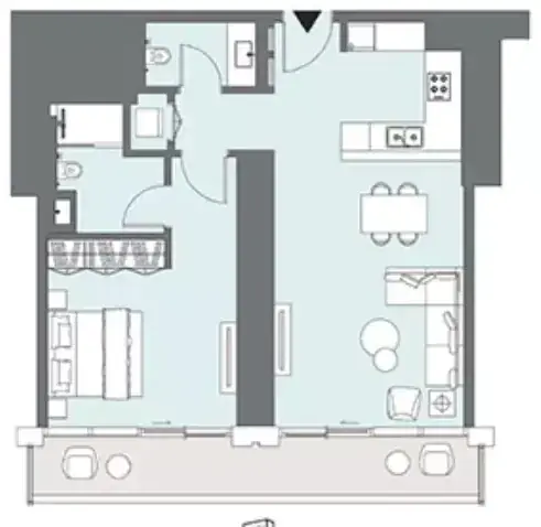 Планировка — 1-спальная, 88 м²