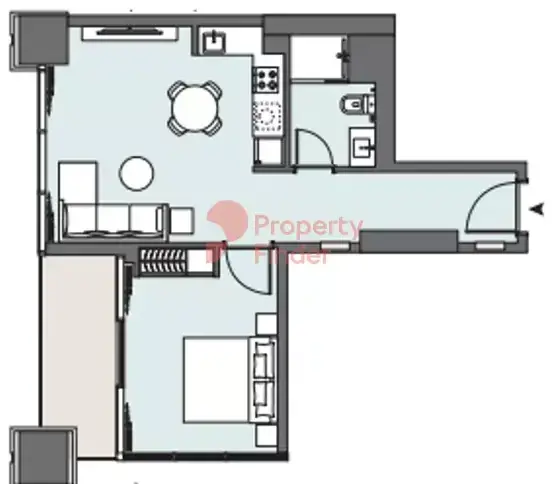 Планировка — 1-спальная, 58 м²