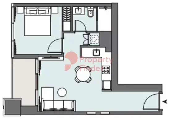 Планировка — 1-спальная, 54 м²